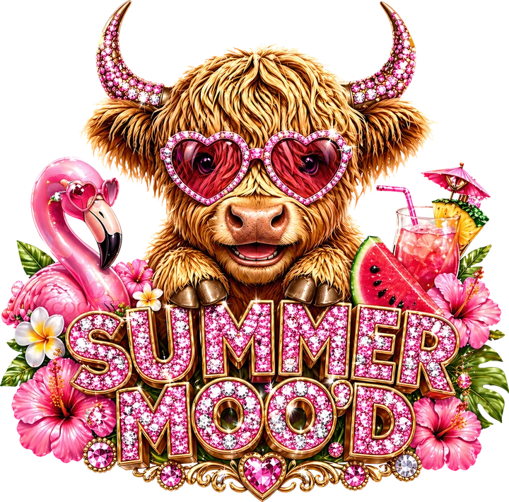 Summer Moo'd Highland Cow DTF Transfer