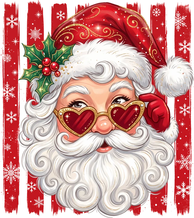 Santa with Heart Shades DTF Transfer