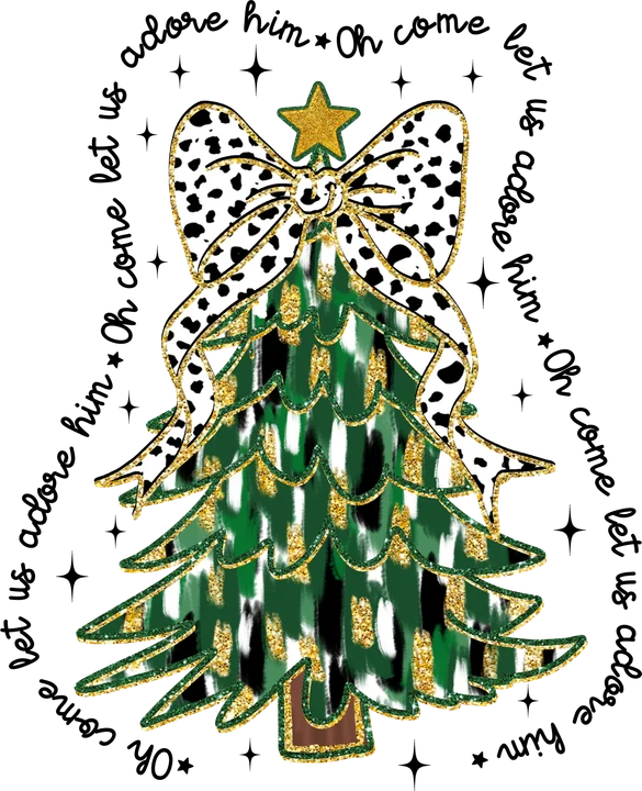 Adore Him Christmas Tree DTF Transfer