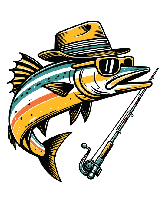 Fish with Hat and Sunglasses DTF Transfer