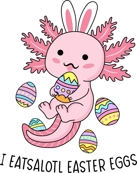 Axolotl Bunny with Easter Eggs DTF Transfer