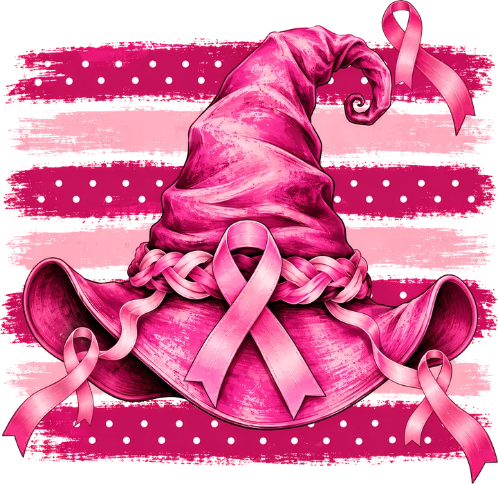 Pink Witch Hat Breast Cancer DTF Transfer