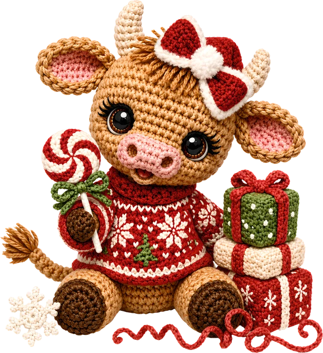 Vaca de Navidad con regalos — Transfer DTF