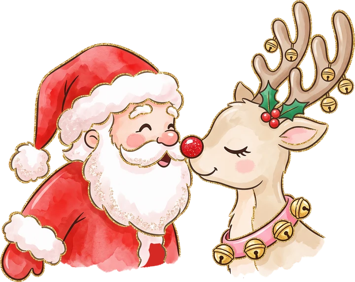 Santa y los renos: un beso — Transfer DTF