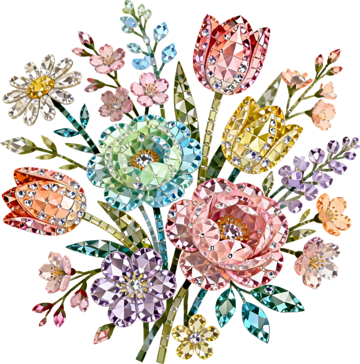 Crystal Flower Bouquet DTF Transfer
