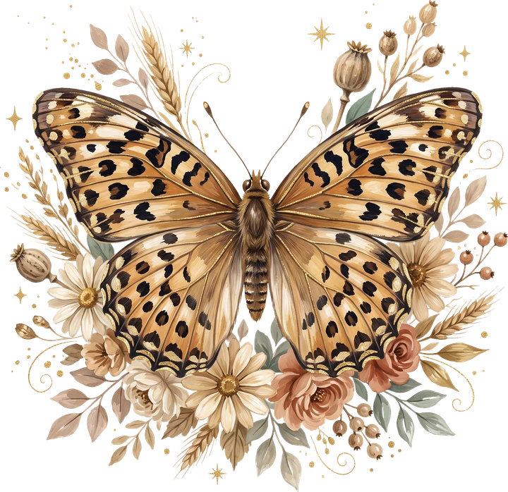Butterfly Among Flowers DTF Transfer