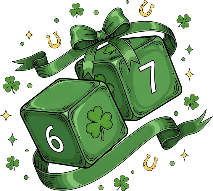 Green Dice with Shamrocks DTF Transfer