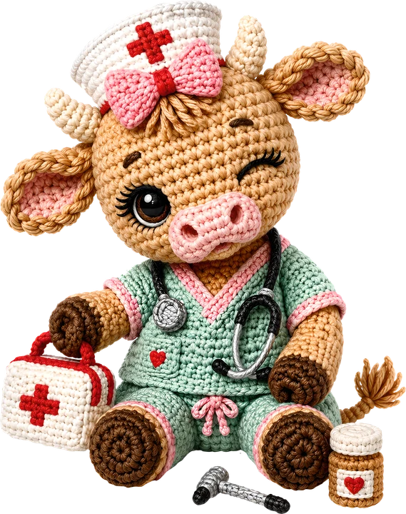 Crochet Cow Nurse DTF Transfer
