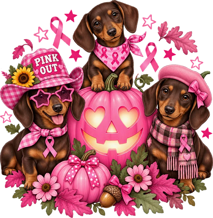 Dachshunds in Pink Awareness DTF Transfer