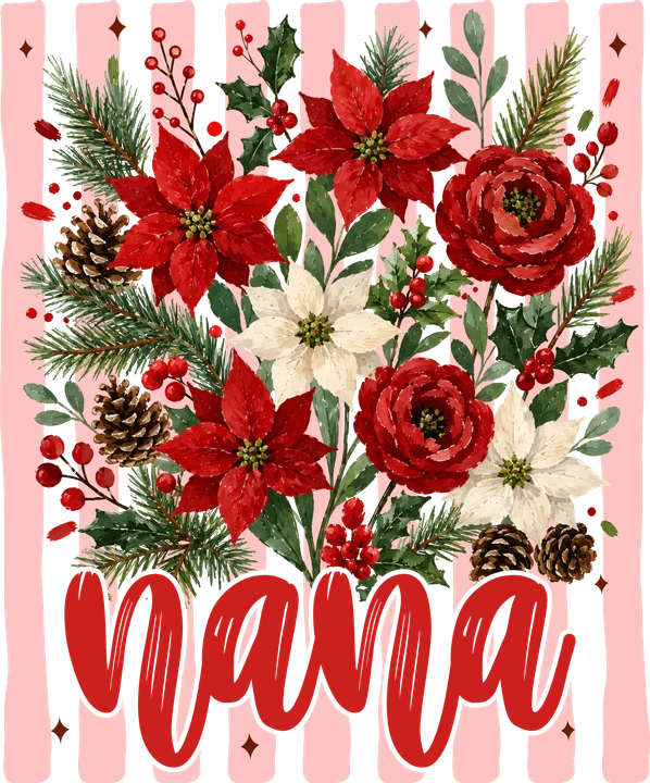Nana Christmas Floral DTF Transfer
