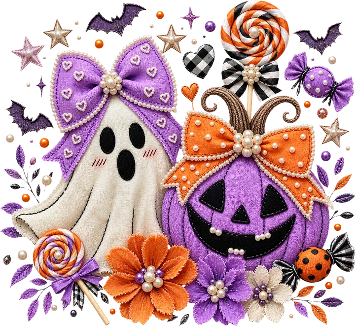Ghost and Pumpkin DTF Transfer