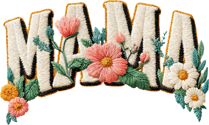 Mama embroidery-style Floral DTF Transfer