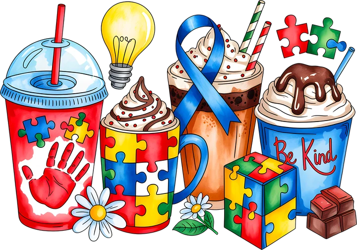 Autism Awareness Coffee & Treats DTF Transfer