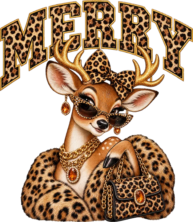 Merry Leopard Deer DTF Transfer