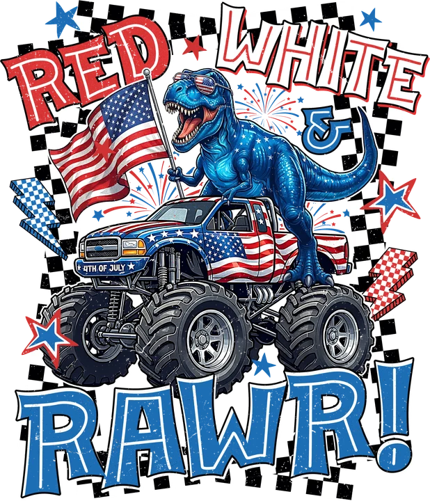 Dinosaur on Monster Truck DTF Transfer