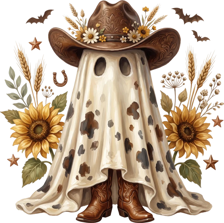 Cowboy Ghost with Sunflowers DTF Transfer