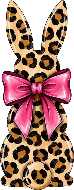 Leopard Bunny with Pink Bow DTF Transfer