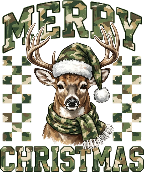 Camouflage Deer Christmas DTF Transfer