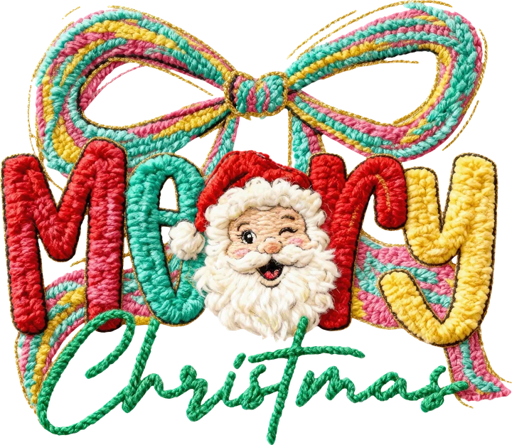 Merry Christmas Santa Bow DTF Transfer
