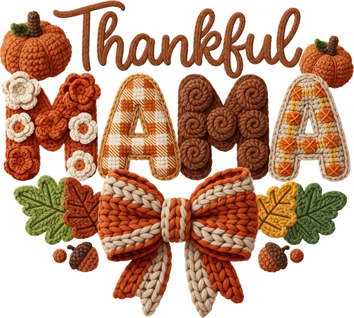 "Thankful" "MAMA" na may kasamang laso — DTF Transfer