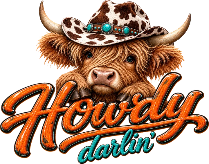 Cowboy Cow Howdy Darlin' DTF Transfer