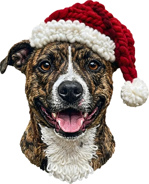 Christmas Dog in Santa Hat DTF Transfer