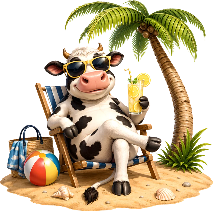 Cow on Beach Chair DTF Transfer
