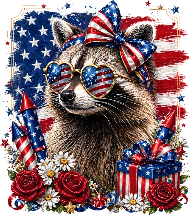 Patriotic Raccoon DTF Transfer