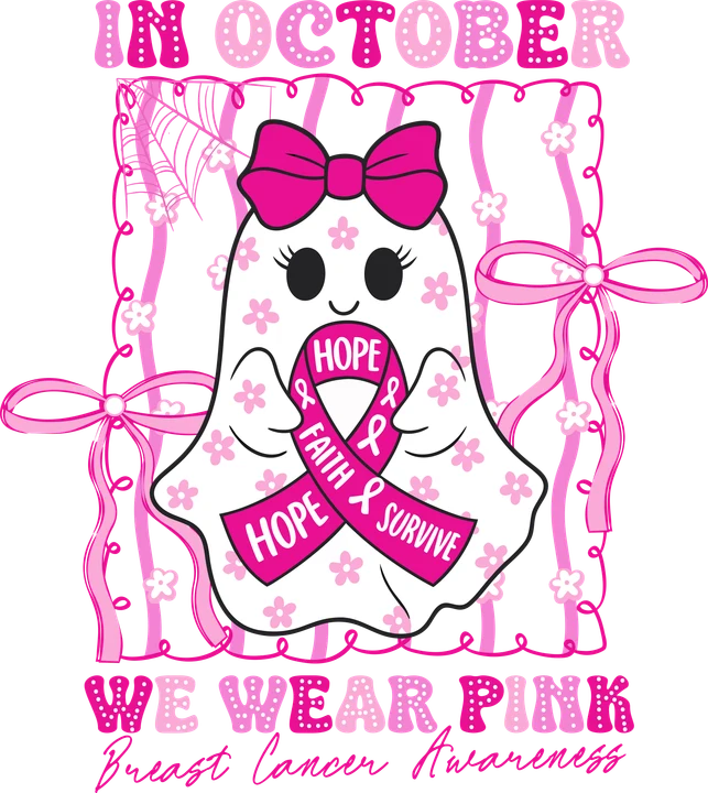 Pink Ghost Breast Cancer Awareness DTF Transfer