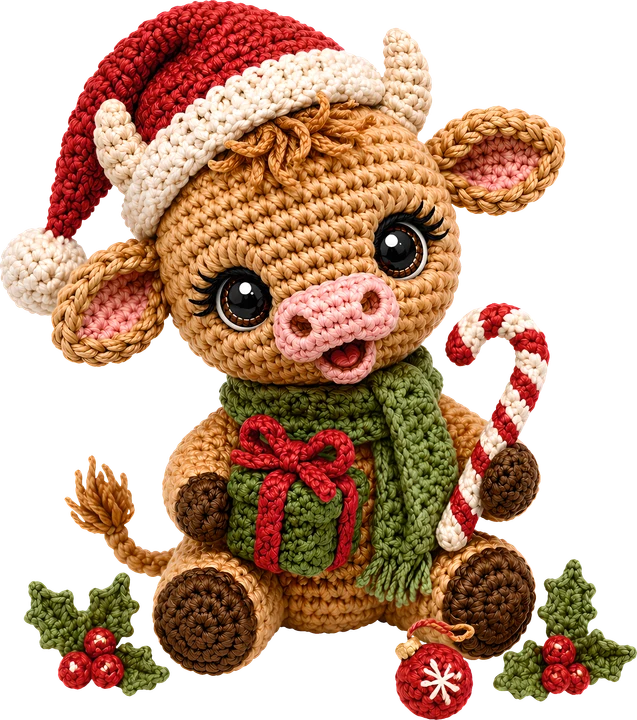Christmas Cow with Candy Cane DTF Transfer