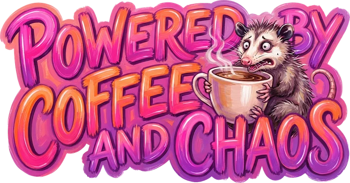 Coffee and Chaos Opossum DTF Transfer