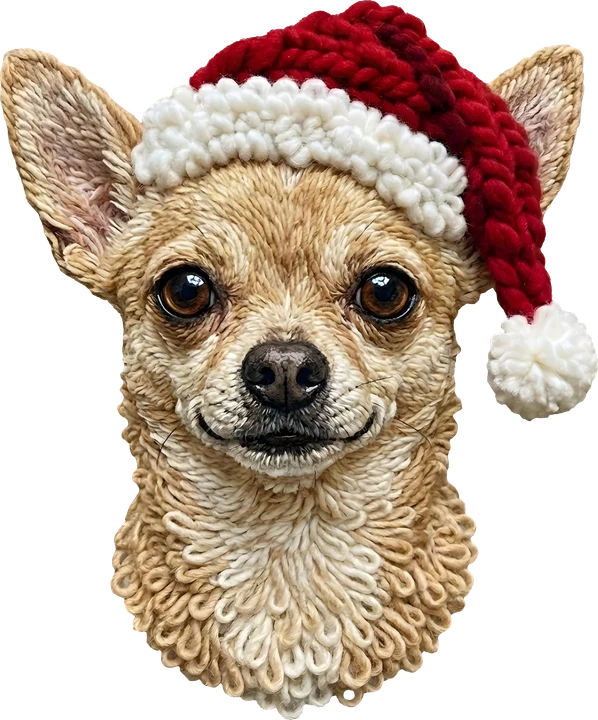 Chihuahua in Santa Hat DTF Transfer