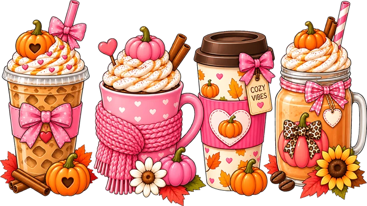 Cozy Autumn Drinks DTF Transfer