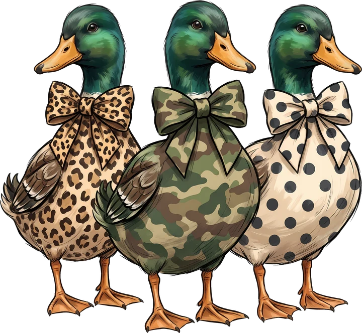 Three birds in Patterned Bowties DTF Transfer