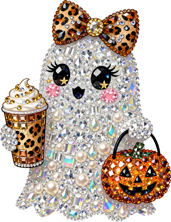 Bánh kem "Crystal Ghost" với hương cà phê và bí ngô — Hình in chuyển nhiệt DTF