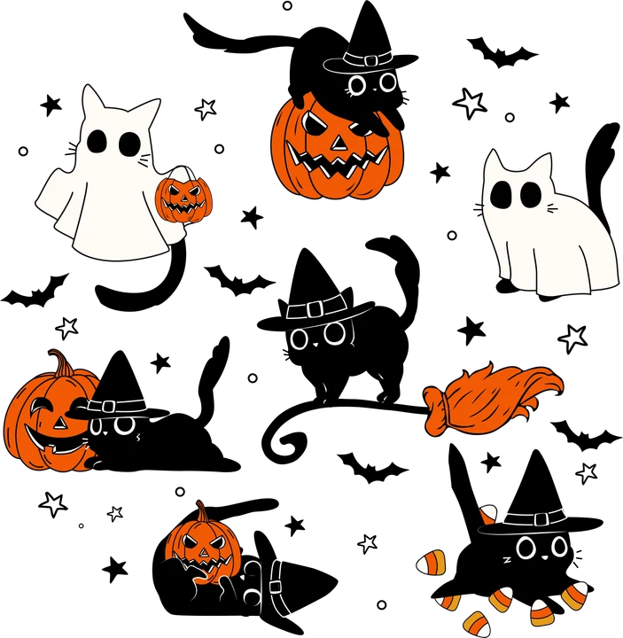 Cute Halloween Cats DTF Transfer