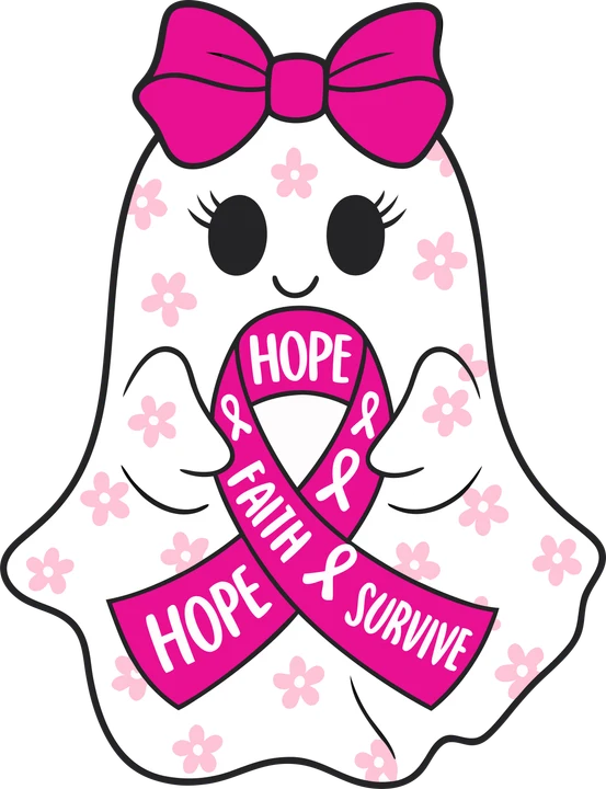 Pink Ribbon Ghost DTF Transfer