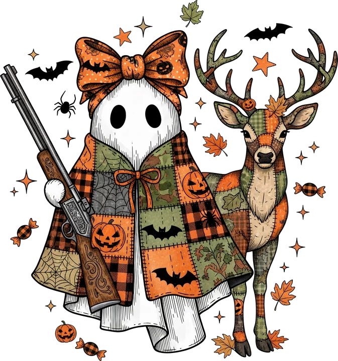 Ghost and Deer Halloween DTF Transfer