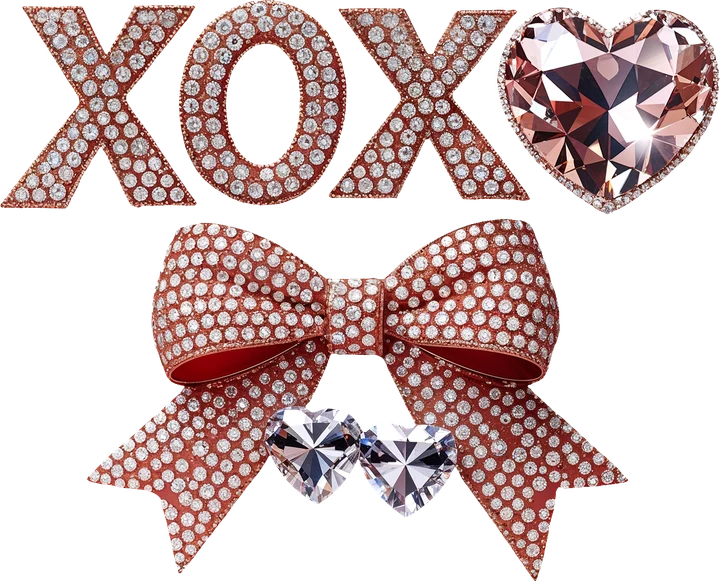 Sparkly XOXO Heart Bow DTF Transfer