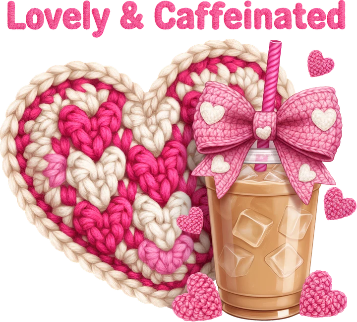 Caffeinated Heart Crochet DTF Transfer