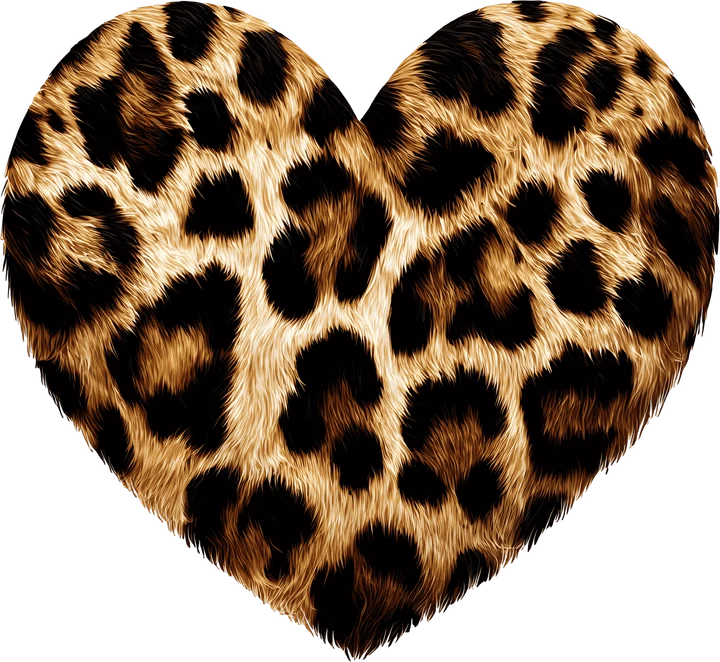 Leopard-Print Heart DTF Transfer