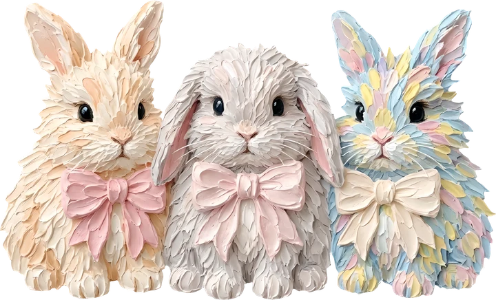 Three Easter Bunnies DTF Transfer