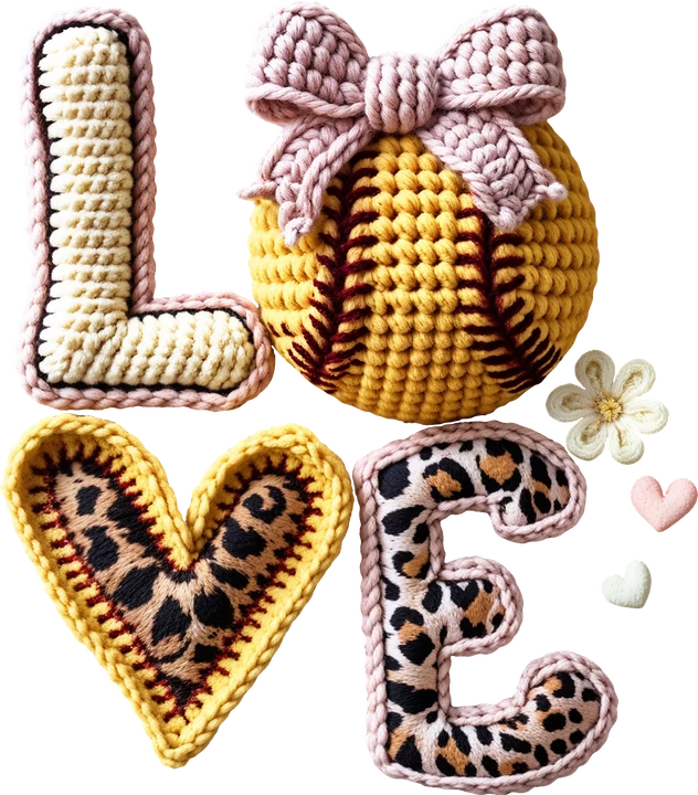 Crochet Love Baseball DTF Transfer