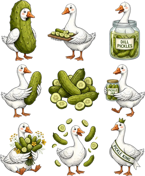 Pickle-Themed birds DTF Transfer