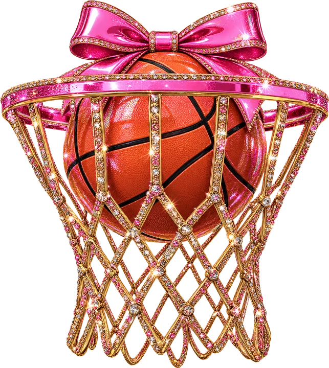 Basketball Hoop with Pink Bow DTF Transfer