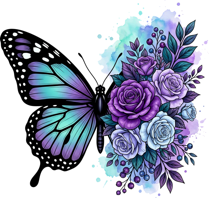 Butterfly and Roses DTF Transfer