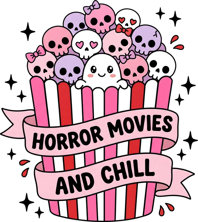 Cute Skulls and Ghost Popcorn DTF Transfer