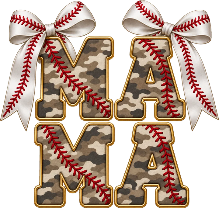Baseball Mom Camo Letters DTF Transfer
