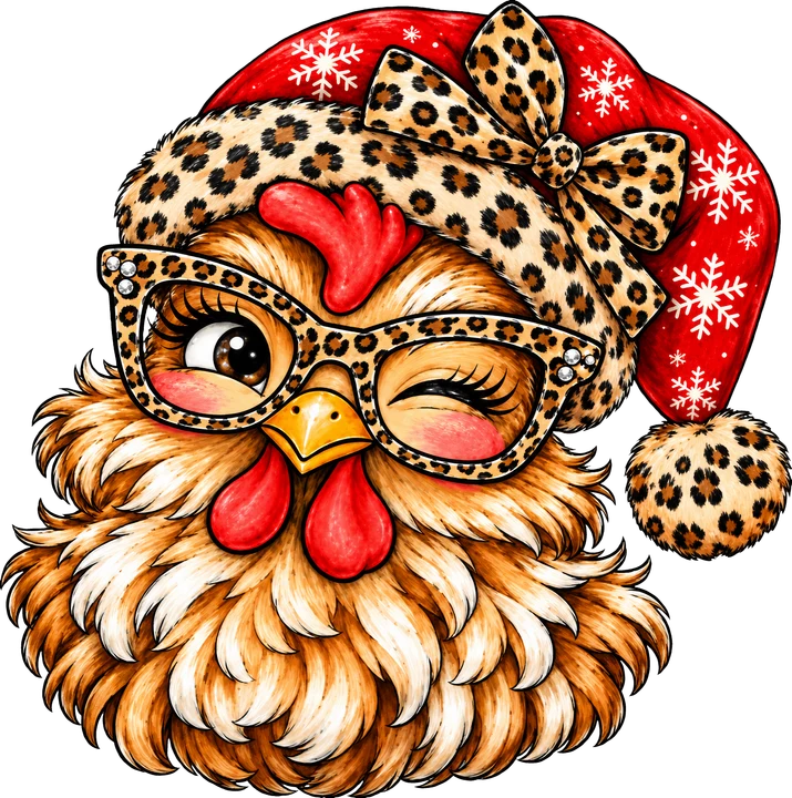 Pavo navideño con estampado de leopardo — Transfer DTF