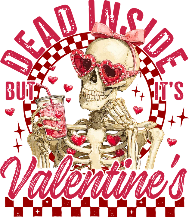 Skeleton with Hearts DTF Transfer